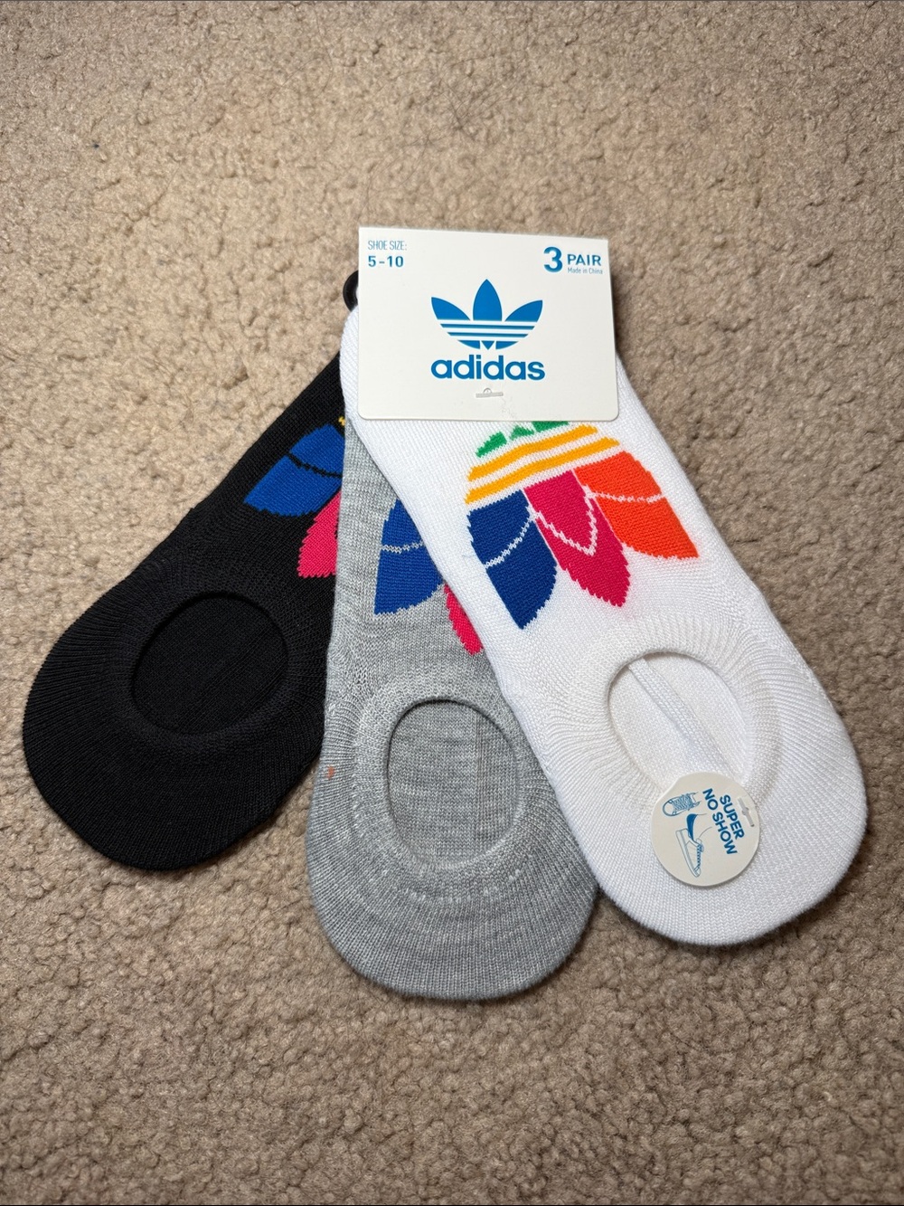 Three pack of Adidas no show socks NWT